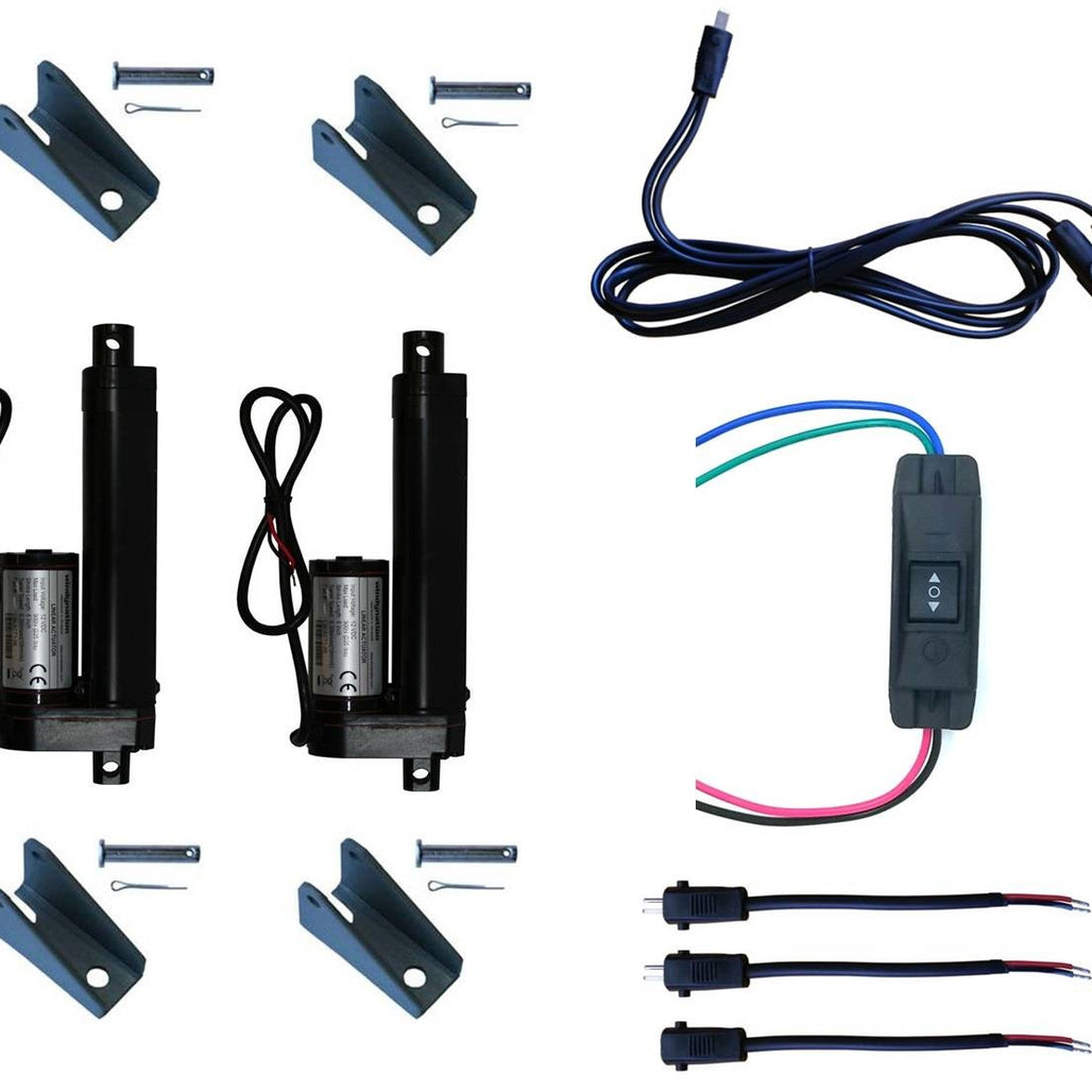 Linear Actuator 12-Volt 225lbs with Mounting Brackets + Up Down DPDT Switch