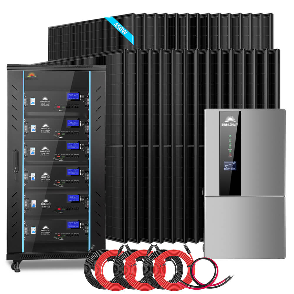 Hybrid Solar Kit 11.4KW 48V Split Phase 30.72KWH Lithium Battery 28 X 450 Watt Solar Panel SGH-11N3E