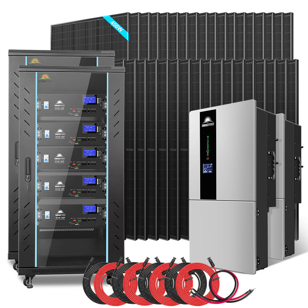 Hybrid Solar Kit 11.4KW 48V Split Phase 51.2 KWH Lithium Battery 36 X 450 Watt Solar Panel  SGH-11N5E