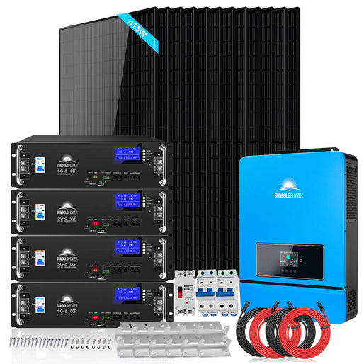 Off-Grid Solar Kit 6500W/ 8000W 48VDC 120V/240V LifePo4 10.24KWH-20.48KWH Lithium Battery 8 X 415 Watts Solar Panels
