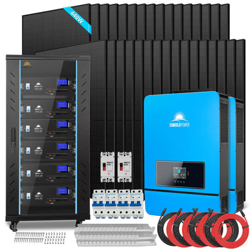 OFF GRID SOLAR KIT 20KW 48VDC 120V/240V LIFEPO4 30.72KWH LITHIUM BATTERY 32 X 450 WATTS SOLAR PANELS SGR-20K30E