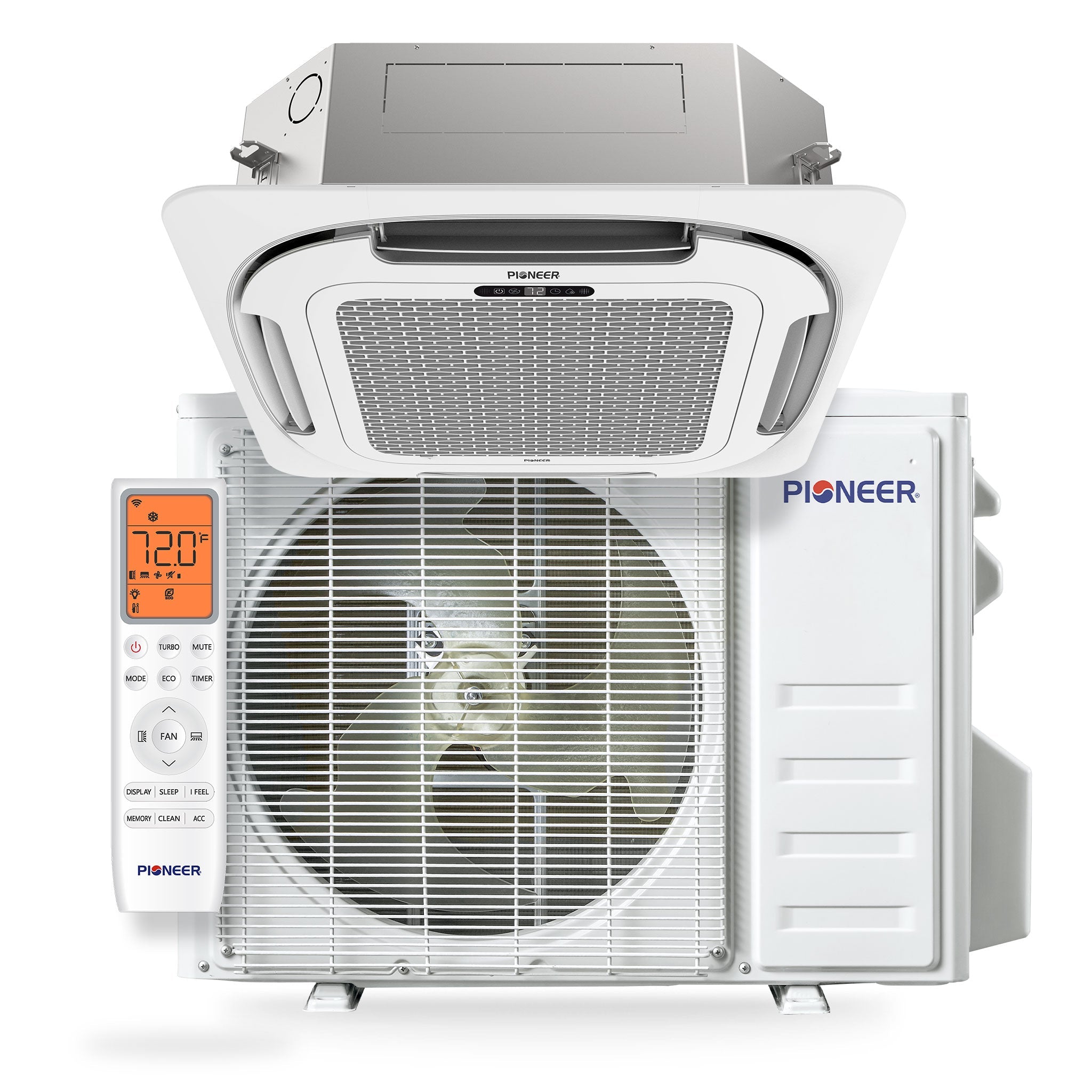 Pioneer® Quantum Ultra™ 24,000 BTU 22.5 SEER2 230V Ceiling Cassette Ductless Mini-Split Air Conditioner Inverter Heat Pump Full Set