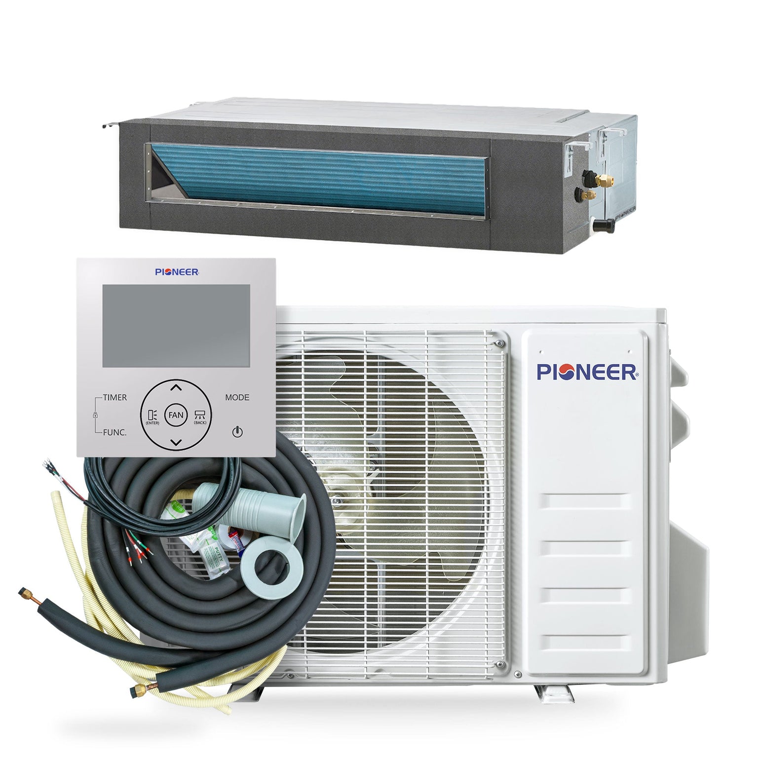 Pioneer® Quantum Ultra™ 12,000 BTU 18.5 SEER2 230V Ceiling Concealed Ducted Mini-Split Air Conditioner Inverter Heat Pump Full Set