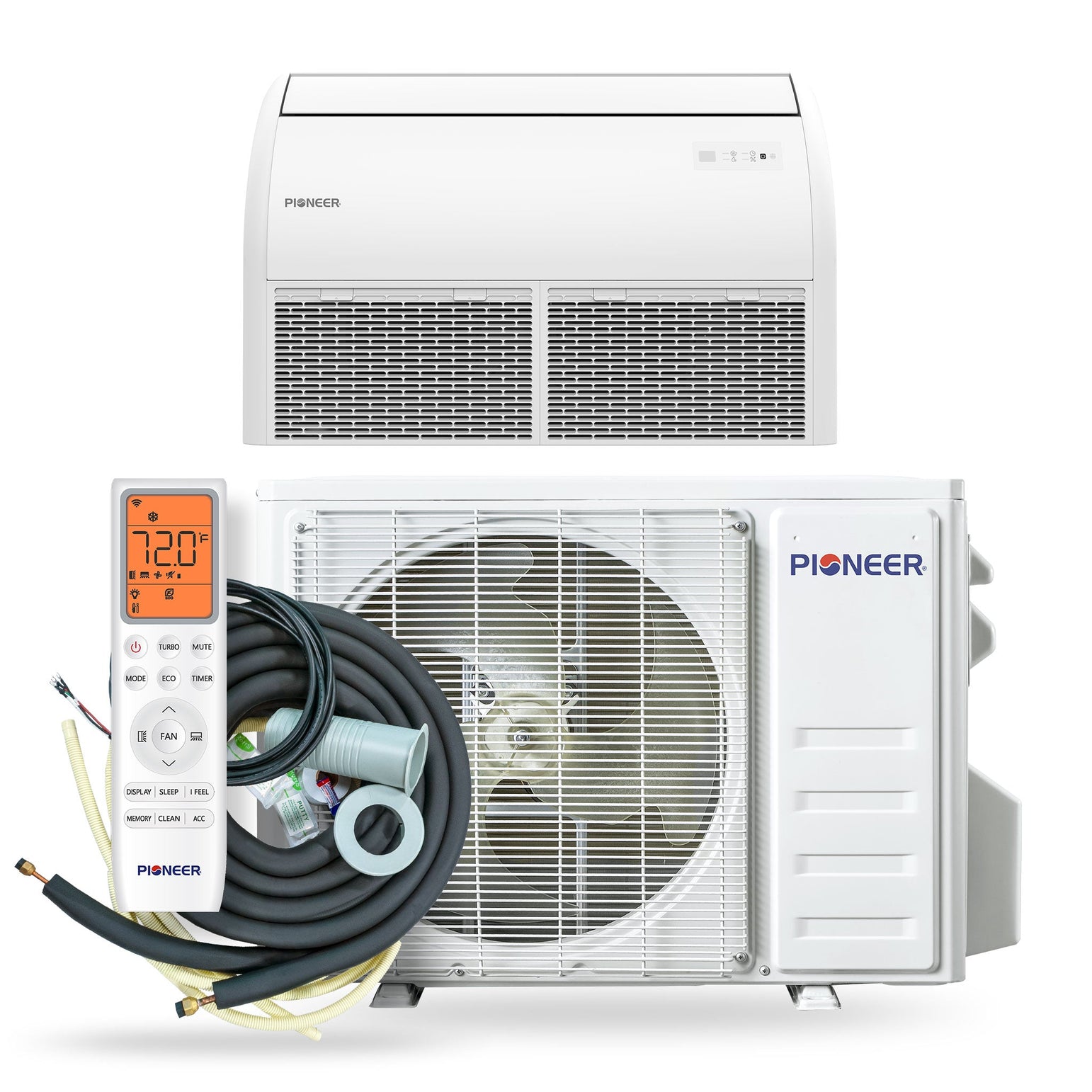 Pioneer® Quantum Ultra™ 18,000 BTU 20.5 SEER2 230V Floor/Ceiling/Low-Wall Ductless Mini-Split Air Conditioner Inverter Heat Pump Full Set
