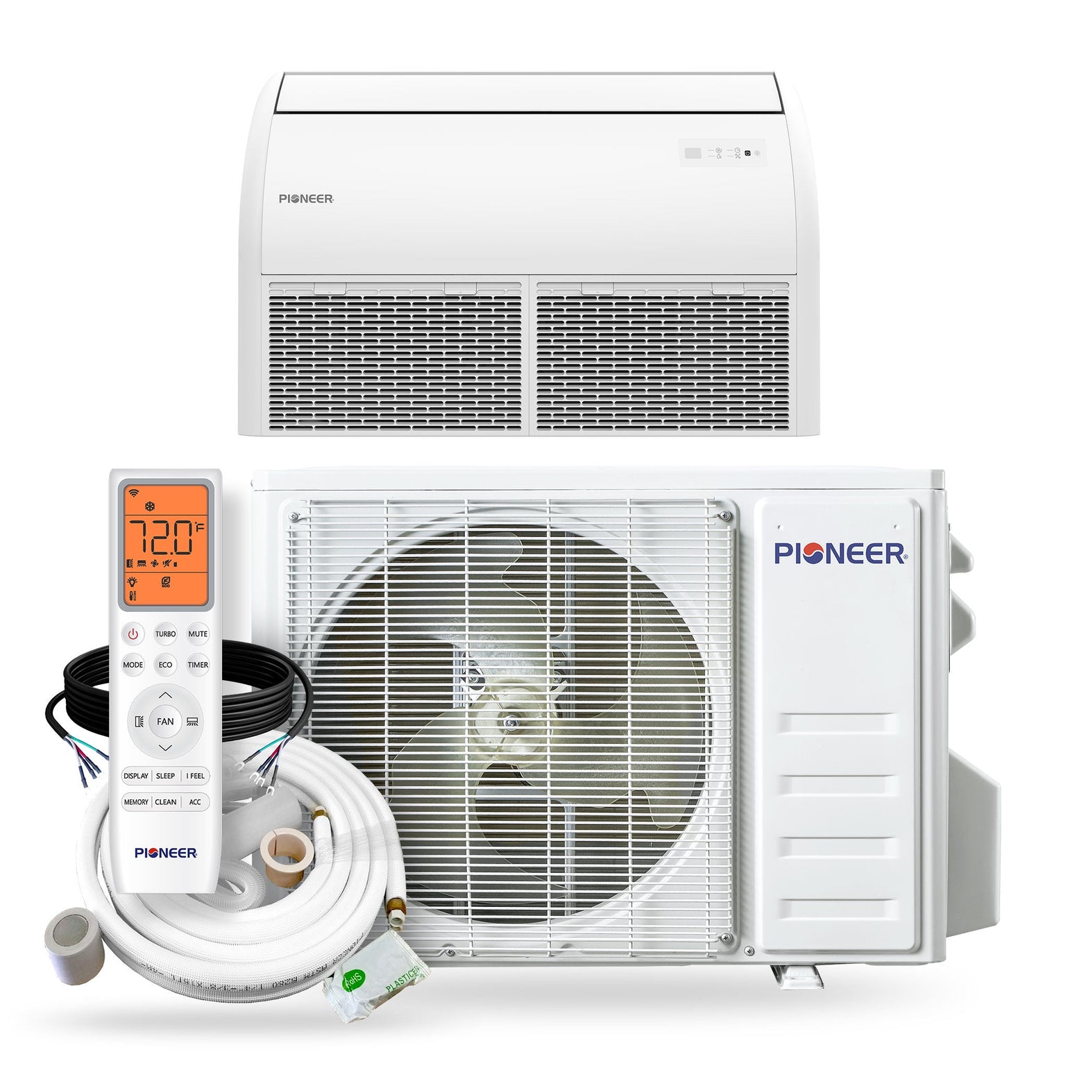 Pioneer® Quantum Ultra™ 24,000 BTU 20 SEER2 230V Floor/Ceiling/Low-Wall Ductless Mini-Split Air Conditioner Inverter Heat Pump Full Set