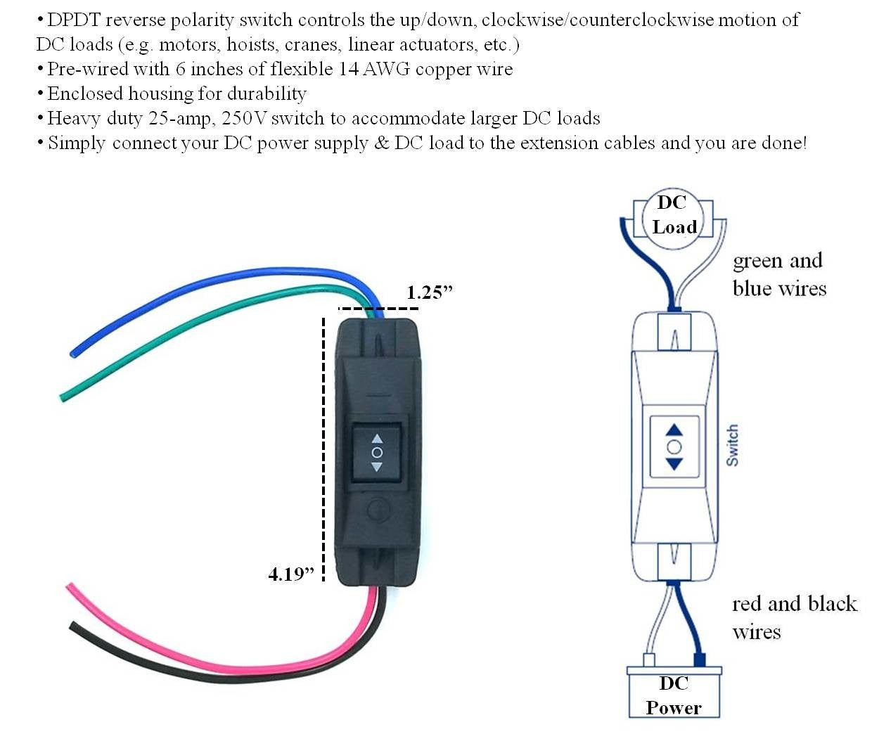 25A DPDT Forward Reverse Up Down Reverse Polarity Switch – Mercados ...