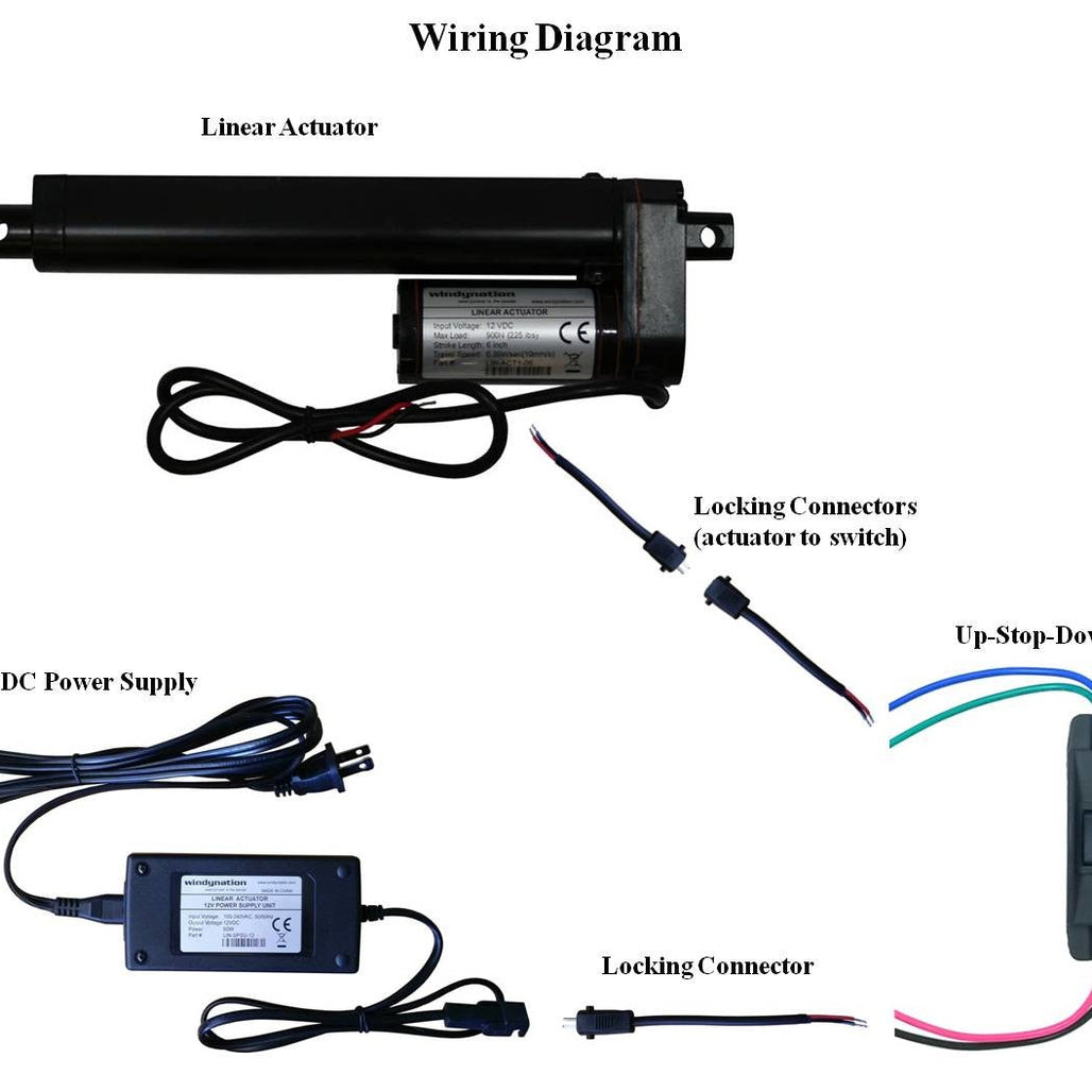 Linear Actuator 12-Volt 225lbs with Power Supply and Mounting Brackets + Up Down DPDT Switch