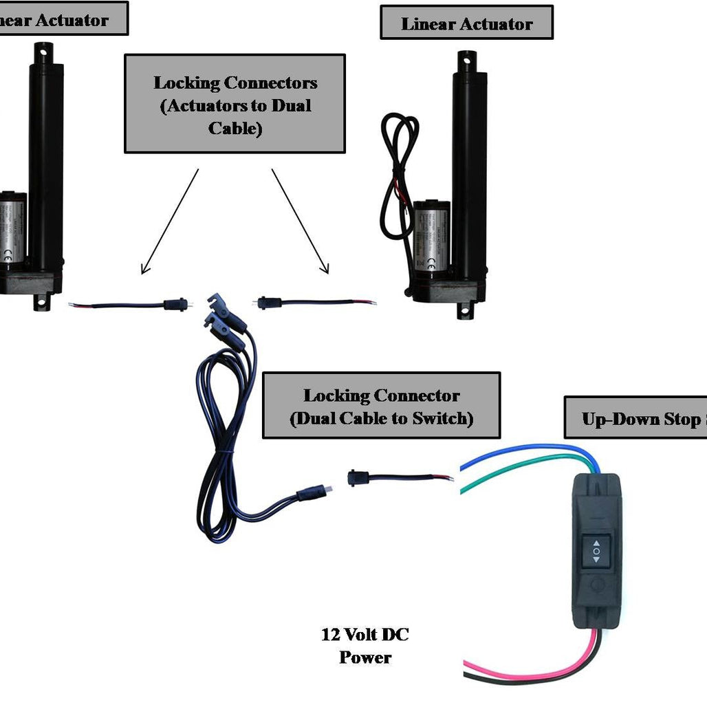 Linear Actuator 12-Volt 225lbs with Mounting Brackets + Up Down DPDT Switch